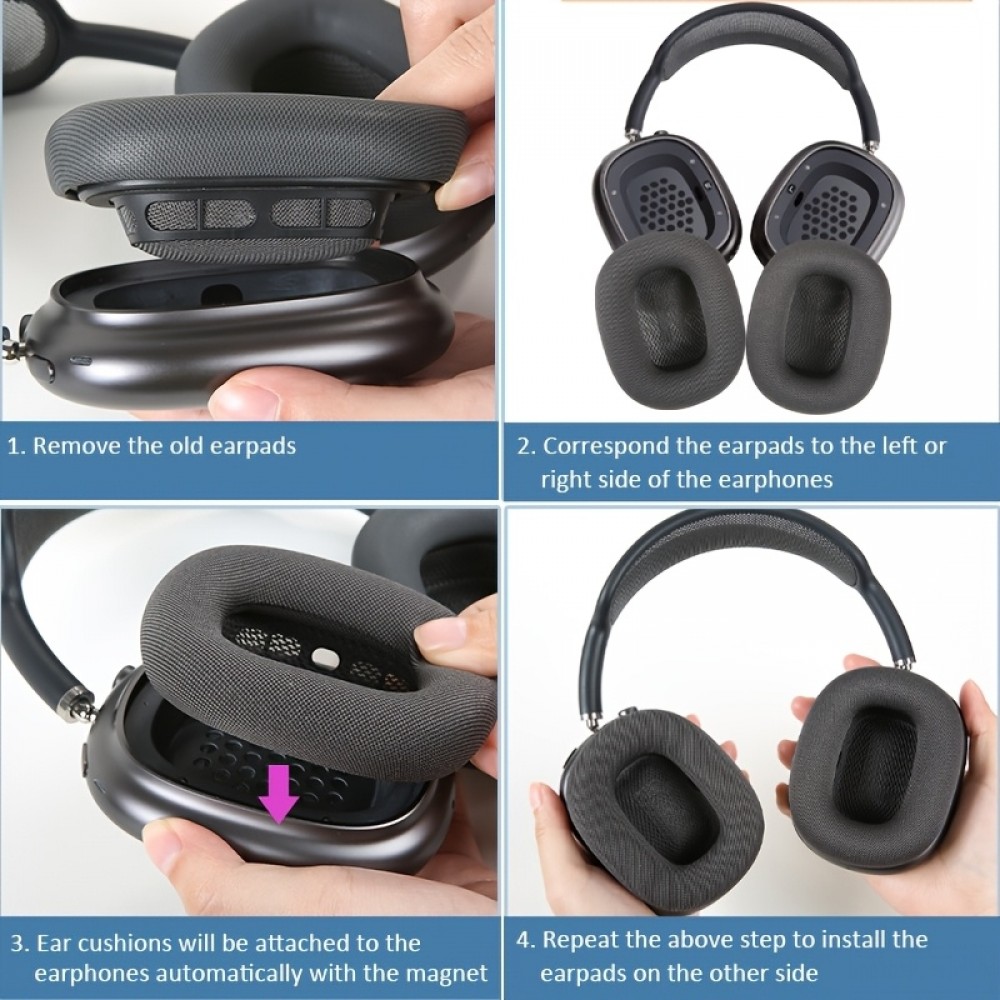 Coussinets rechange tissu mesh ultra-doux mousse mémoire aimant renforcé (set de 2 pièces) - Blanc - AirPods Max