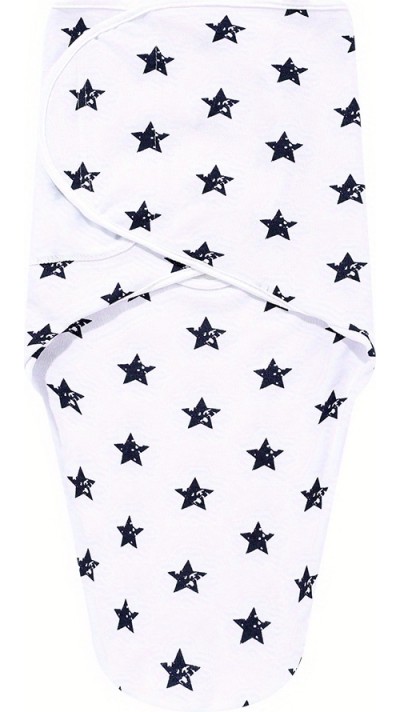 Couverture d'emmaillotage enveloppante pour bébé (0-3 mois) avec scratch velcro - Étoiles