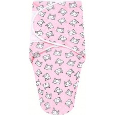 Couverture d'emmaillotage enveloppante sommeil pour bébé (0-3 mois) avec scratch velcro en coton doux - Chats roses