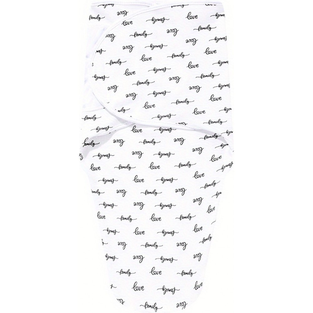 Couverture d'emmaillotage enveloppante sommeil pour bébé (0-3 mois) avec scratch velcro en coton doux - Love