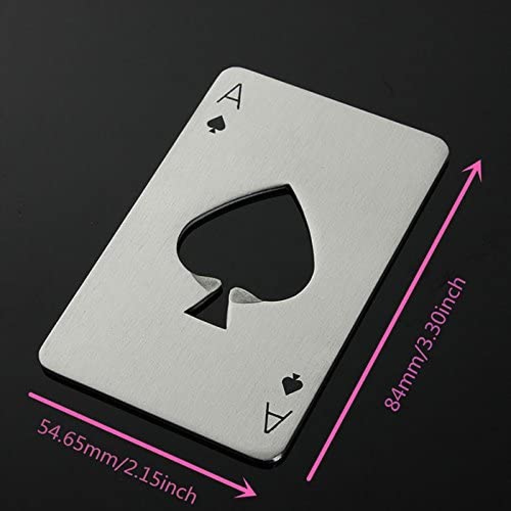 Flacher Aluminium Flaschenöffner im "Ace of spades" Poker Karte Design - Silber