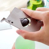 Flacher Aluminium Flaschenöffner im "Ace of spades" Poker Karte Design - Silber