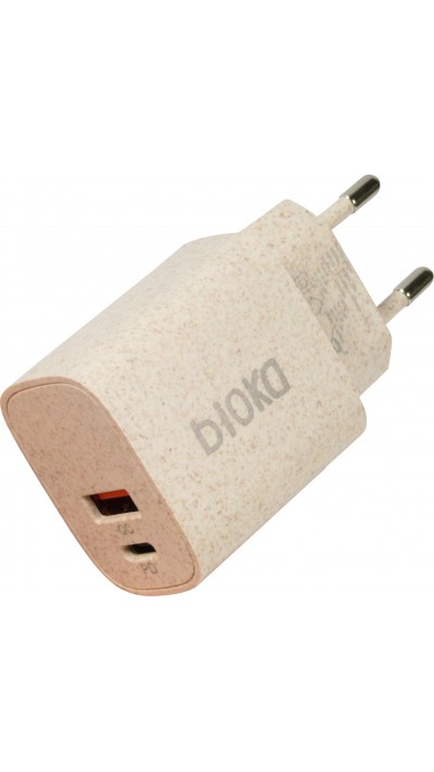 Double adaptateur 20W - Bioka biodégradable Eco-friendly USB-C Power Delivery