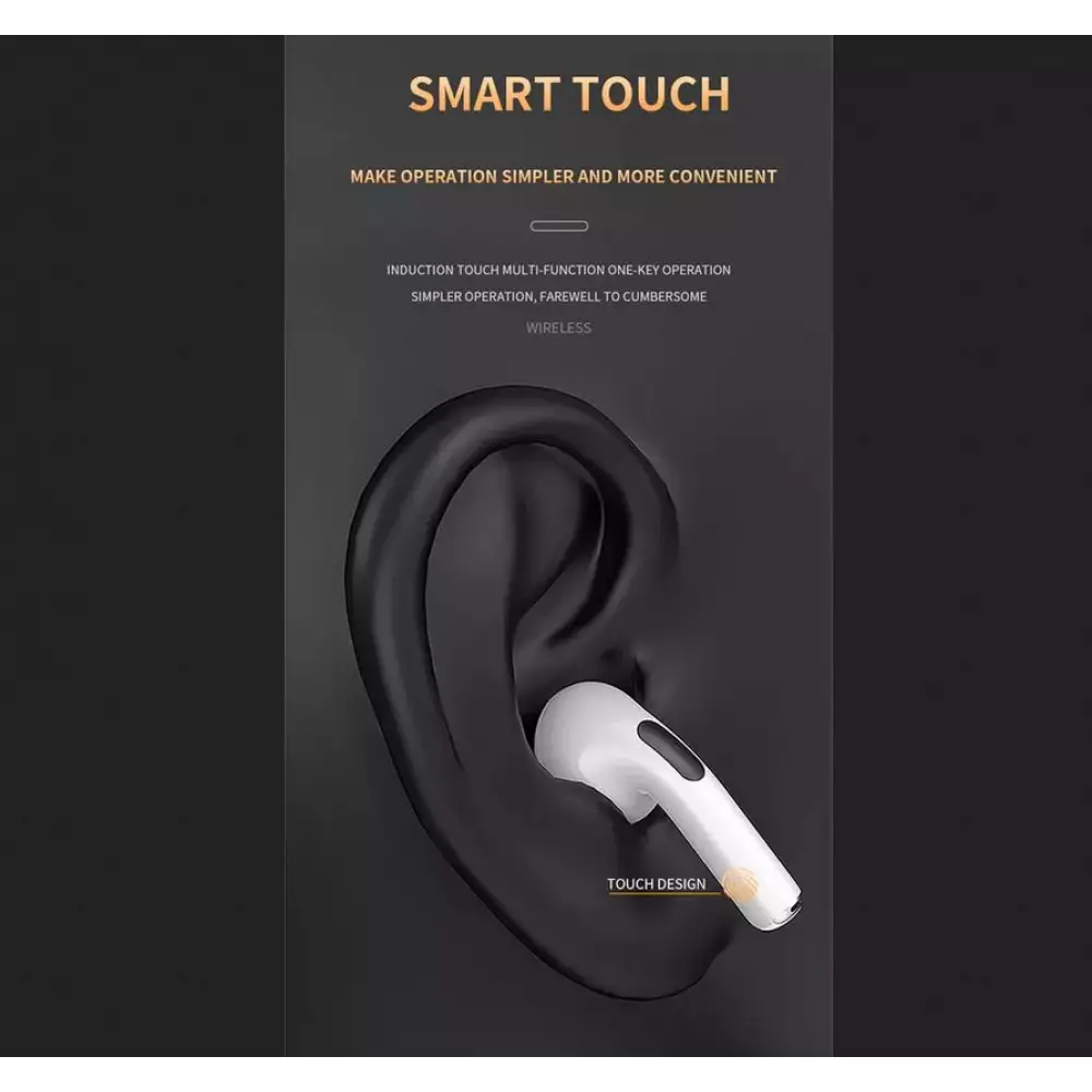 Écouteurs Pro 6 Bluetooth 5.0 Super Bass sans fil Earbuds design rond - Noir