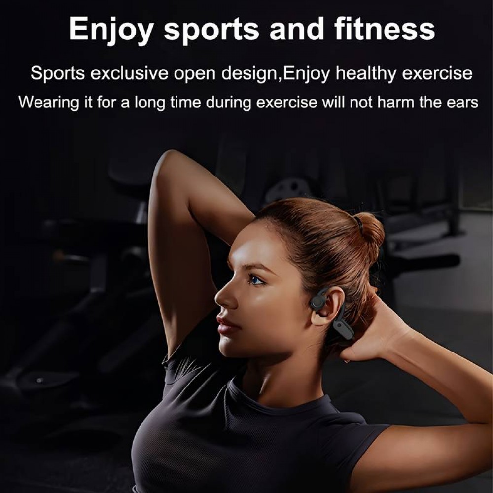 Ecouteurs à conduction osseuse Bluetooth sans fil véritable pour le sport - running - vélo - fitness - Noir