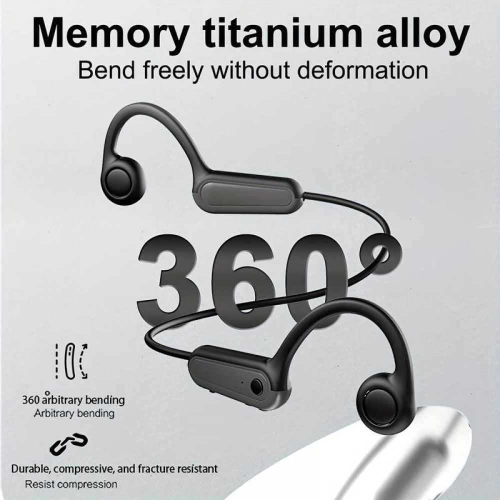 Ecouteurs à conduction osseuse Bluetooth sans fil véritable pour le sport - running - vélo - fitness - Noir