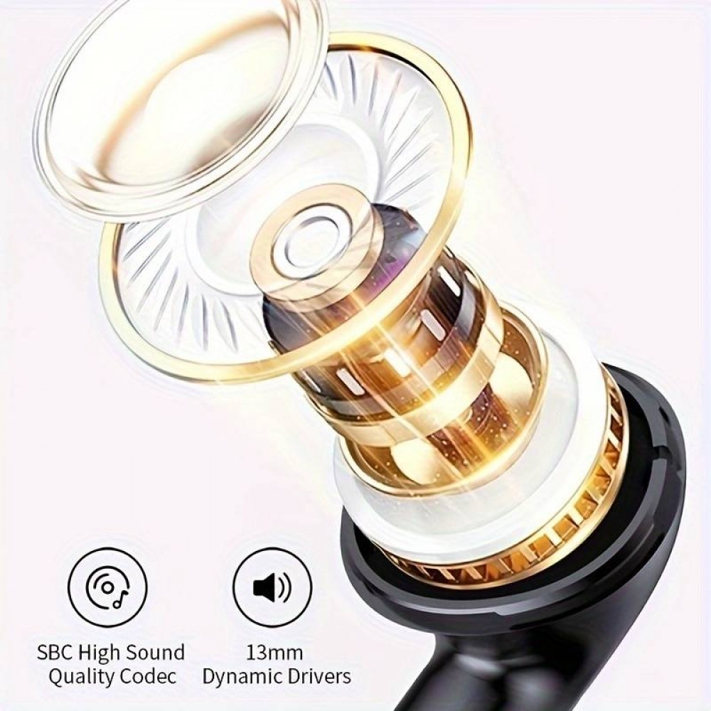 Écouteurs in-ear sans fil Bluetooth 5.3 - Étui de recharge avec affichage digital de la batterie  - Noir