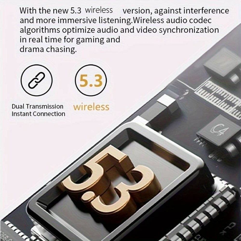 Écouteurs in-ear sans fil Bluetooth 5.3 - Étui de recharge avec affichage digital de la batterie  - Noir