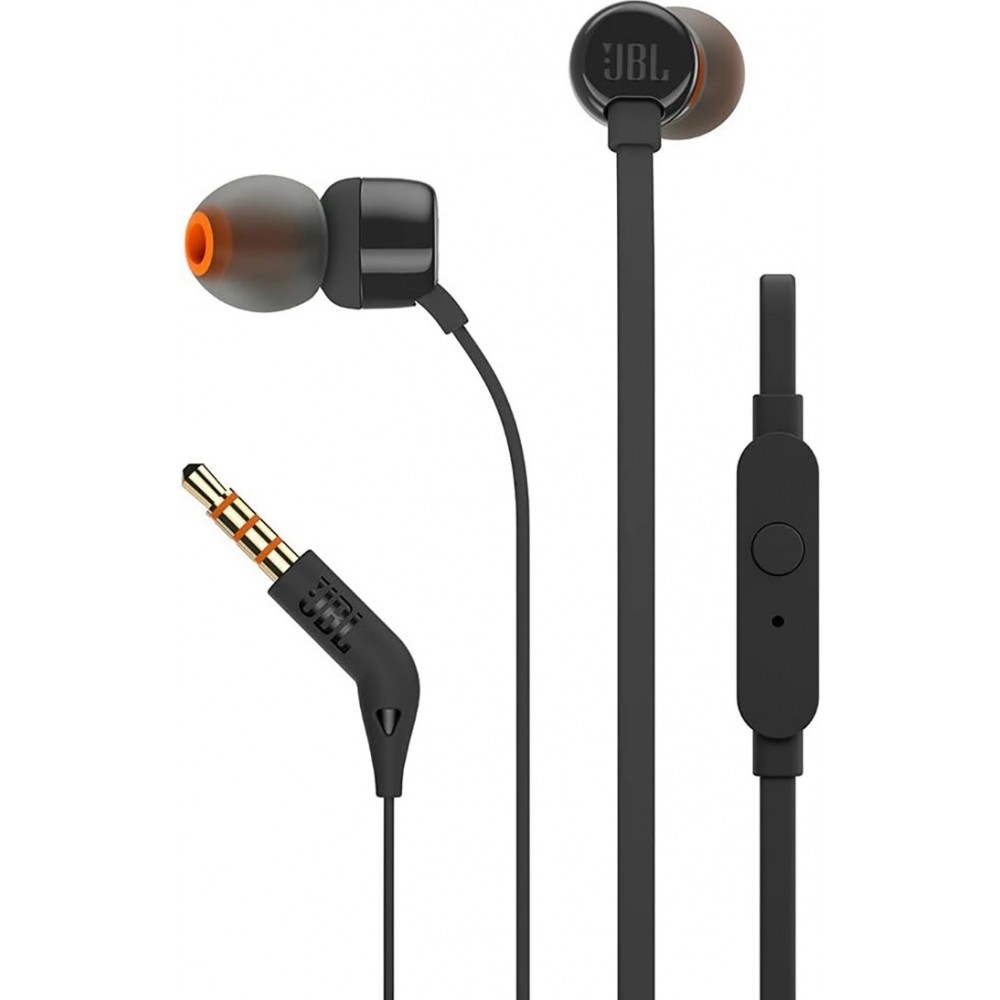 Écouteurs intra-auriculaires JBL Tune 110 avec mini jack 3.5mm et télécommande - Noir