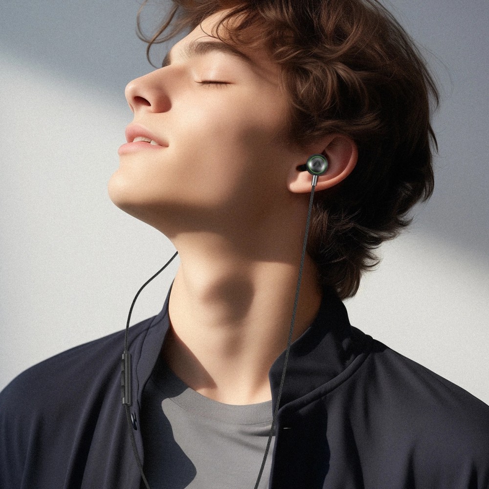 Écouteurs intra-auriculaires filaires USB-C 1.2m Acefast L5 avec embouts en silicone - Noir