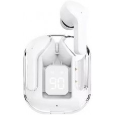 Ecouteurs sans fil Bluetooth 5.3 Crystal Pods TWS In-Ear transparents + affichage LED - Blanc