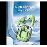 Ecouteurs sans fil Bluetooth 5.3 Crystal Pods TWS In-Ear transparents + affichage LED - Vert