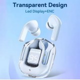 Ecouteurs sans fil Bluetooth 5.3 Crystal Pods TWS In-Ear transparents + affichage LED - Vert