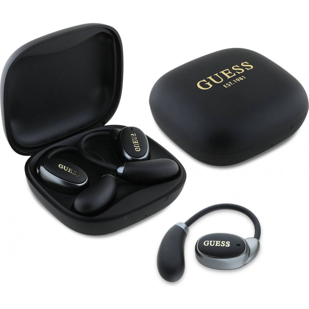 Guess Bluetooth Knochenleitende Kabellose Ohrhörer OWS Satin Soft Touch - Schwarz