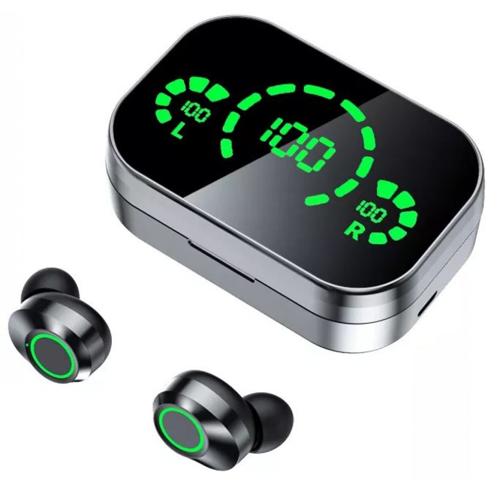 Wireless Bluetooth Kopfhörer In-Ear YD03 BT 5.3 Hifi Stereo LED mit Lade Case - Silber