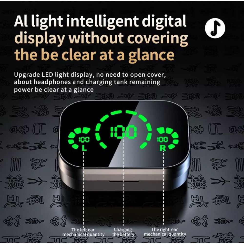 Wireless Bluetooth Kopfhörer In-Ear YD03 BT 5.3 Hifi Stereo LED mit Lade Case - Silber