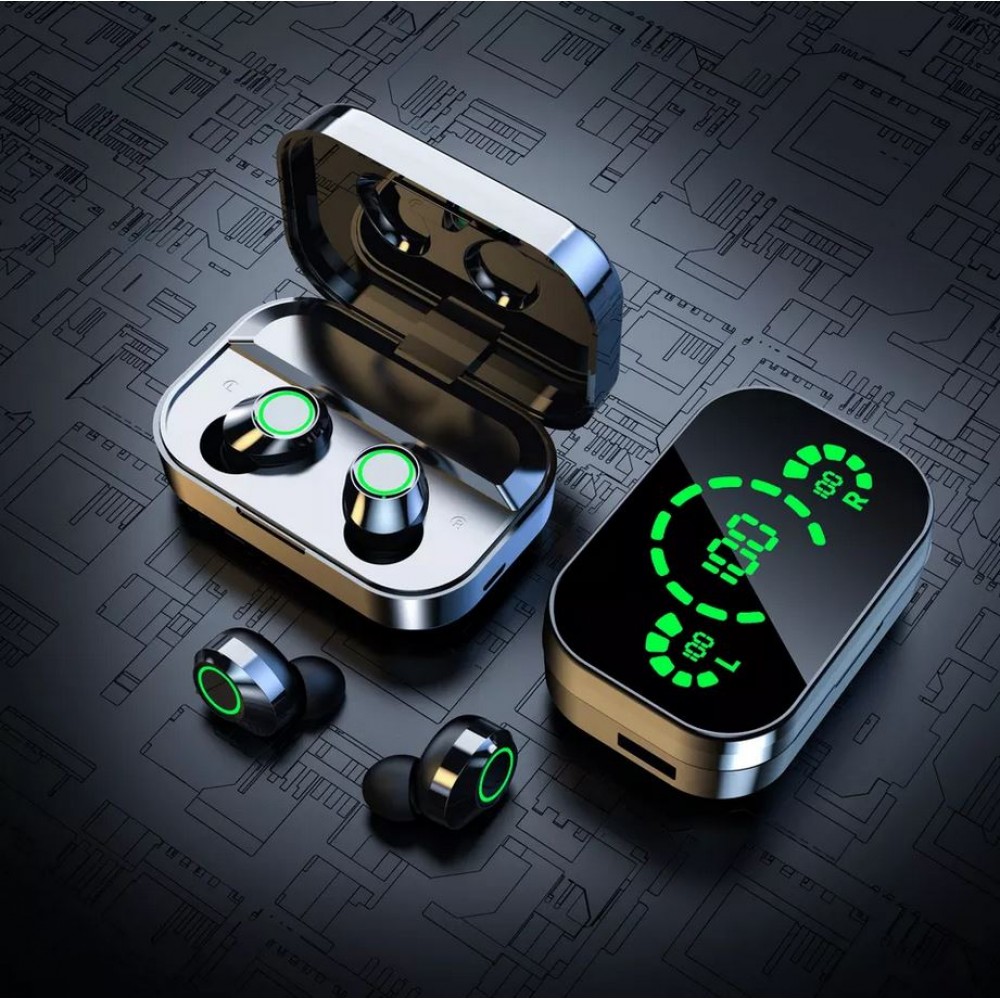 Wireless Bluetooth Kopfhörer In-Ear YD03 BT 5.3 Hifi Stereo LED mit Lade Case - Silber