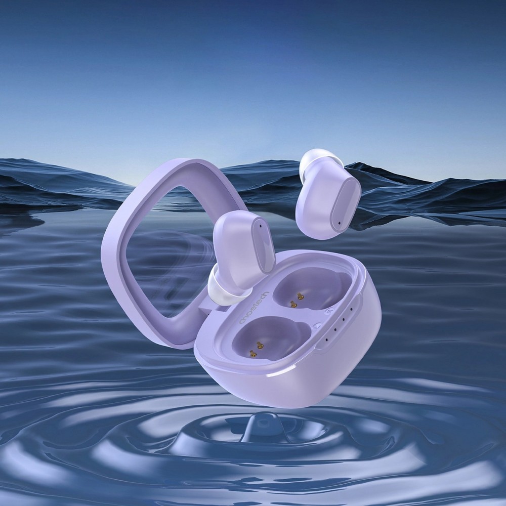 Écouteurs sans fil TWS Bluetooth 5.3 Choetech haute qualité audio avec boîte de chargement - Violet