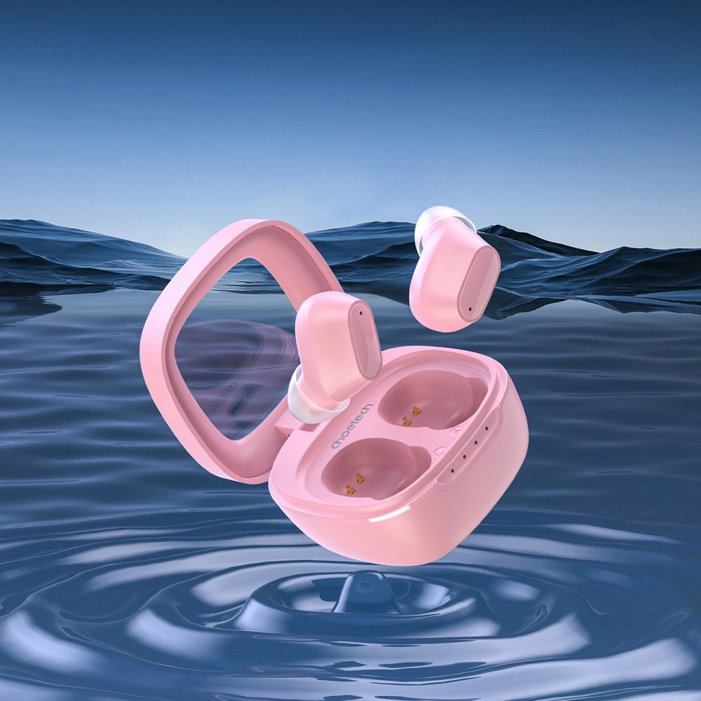 Écouteurs sans fil TWS Bluetooth 5.3 Choetech hautes performances audio avec boîte de chargement - Rose