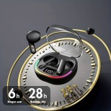 Ecouteurs sans fil TWS avec éclairage ambiant + contrôle tactile + affichage LED batterie individuels - Noir