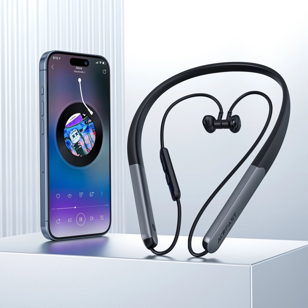 Écouteurs tour de cou sans fil Acefast N1 intra-auriculaires avec câble de recharge USB-C - Noir