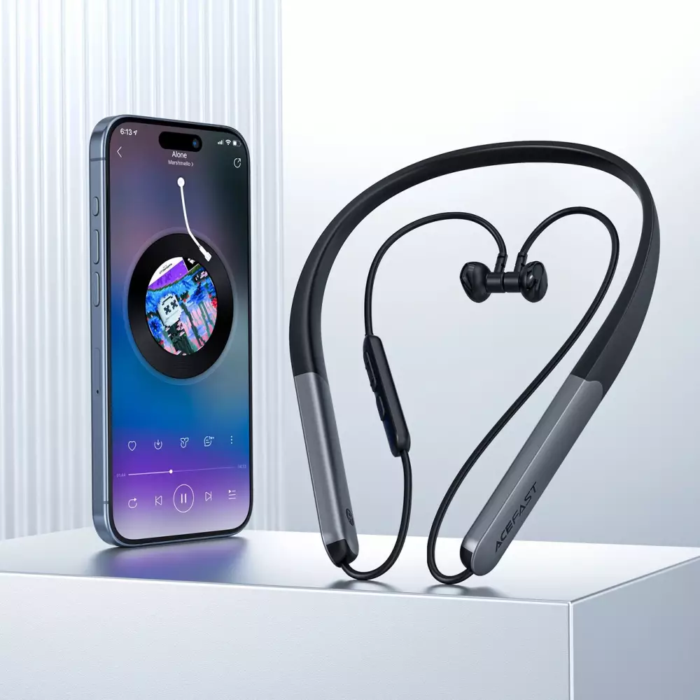 Acefast N1 Halsband Kabellose In-Ear Kopfhörer mit USB-C Ladekabel - Schwarz