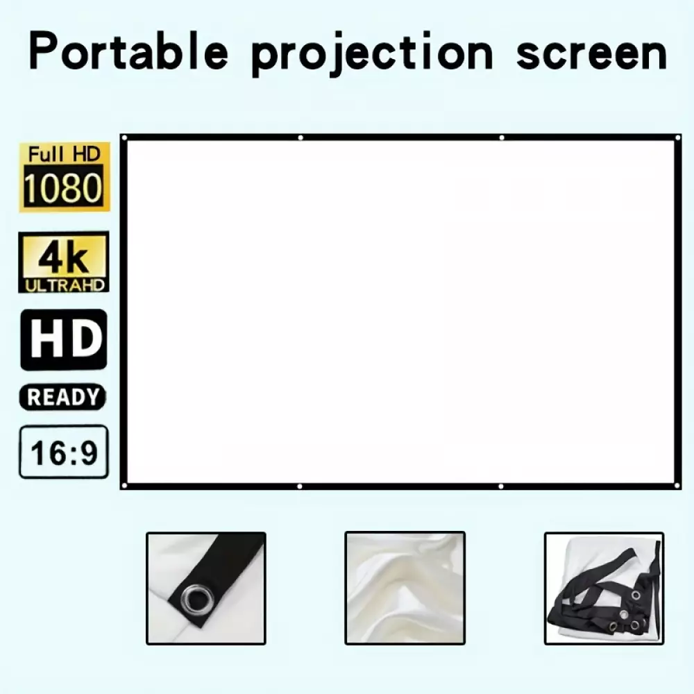 Écran de projection double face 16:9 avec tissu doux facile à nettoyer et à repasser (100 pouces, 254 cm)