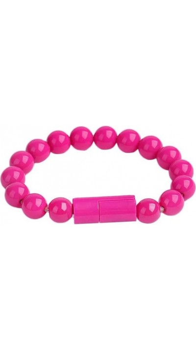 Elégant bracelet de perles Câble de chargement 2 en 1 avec port USB-C intégré - Violet
