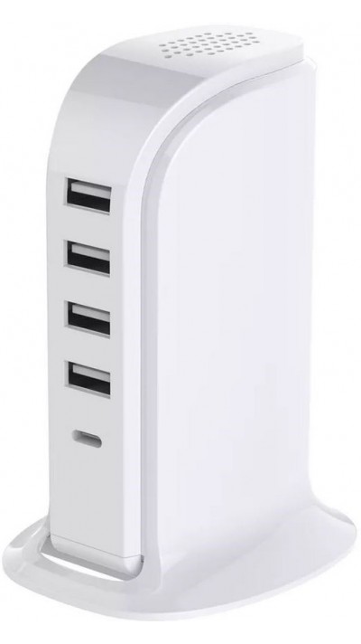 Elégante station USB multiprise 20W avec Qualcomm QC 3.0 - Blanc