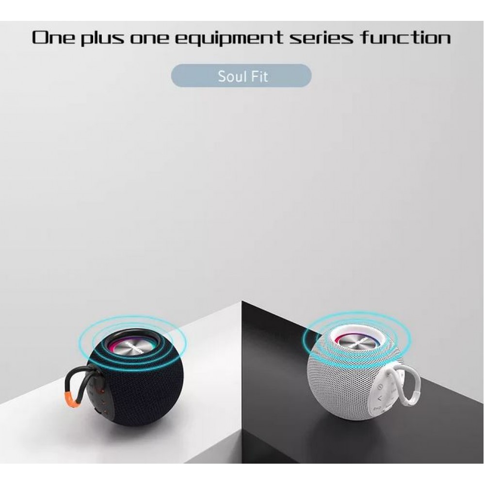 Enceinte Bluetooth 5.0 portable design sphérique étanche IPX6 stéréo sans fil - Blanc