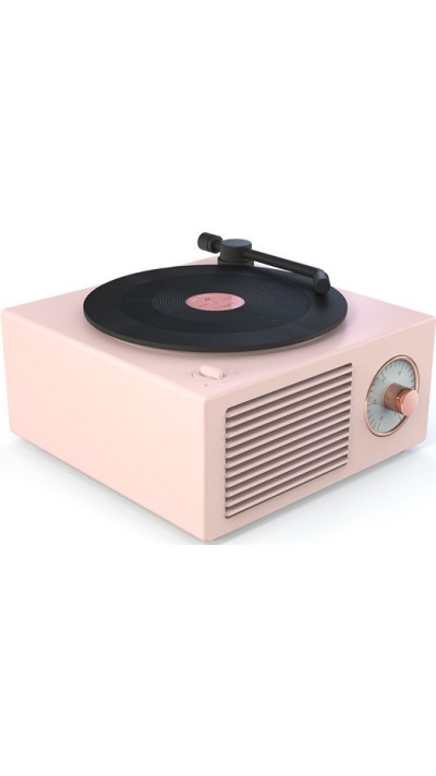 Enceinte vintage Bluetooth vinyle rétro tourne-disque - Rose