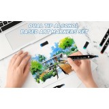 Ensemble de stylos permanents &agrave; double t&ecirc;te pour marquage et coloriage (80 couleurs)