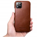 Etui cuir iPhone 11 - ICARER avec rabat brun foncé