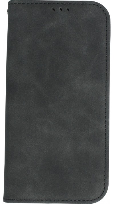 Etui cuir iPhone 11 - Flip Wallet vintage avec fermeture aimantée et compartiment cartes - Noir