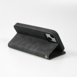 Etui cuir iPhone 7 / 8 / SE (2020, 2022) - Flip Wallet vintage avec fermeture aimantée et compartiment cartes - Noir
