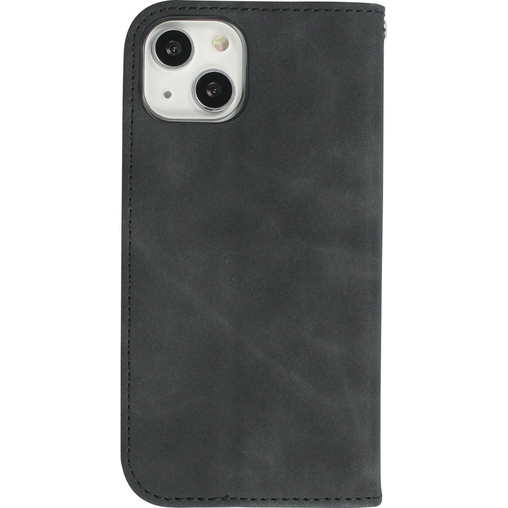 Etui cuir iPhone 7 / 8 / SE (2020, 2022) - Flip Wallet vintage avec fermeture aimantée et compartiment cartes - Noir