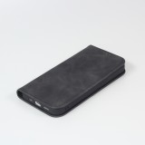 Etui cuir iPhone 7 / 8 / SE (2020, 2022) - Flip Wallet vintage avec fermeture aimantée et compartiment cartes - Noir