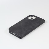 Etui cuir iPhone 7 / 8 / SE (2020, 2022) - Flip Wallet vintage avec fermeture aimantée et compartiment cartes - Noir