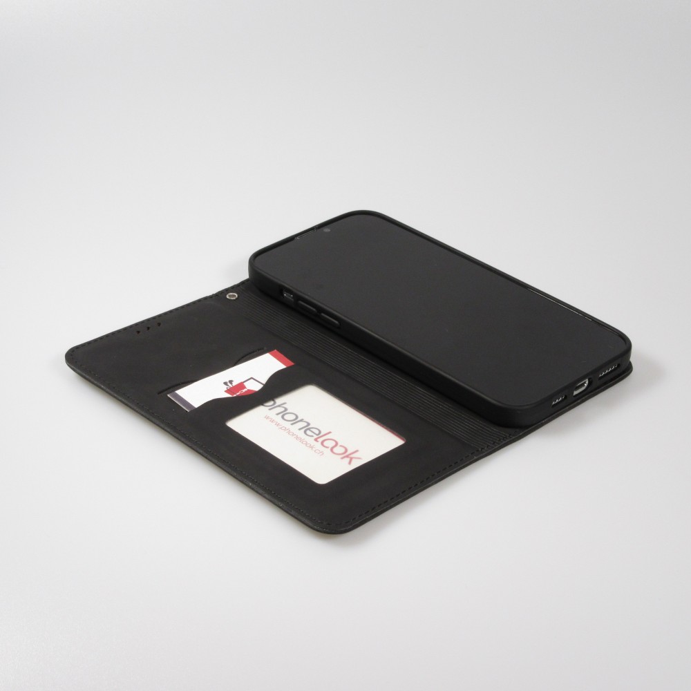 Etui cuir iPhone 7 / 8 / SE (2020, 2022) - Flip Wallet vintage avec fermeture aimantée et compartiment cartes - Noir