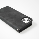 Etui cuir iPhone 7 / 8 / SE (2020, 2022) - Flip Wallet vintage avec fermeture aimantée et compartiment cartes - Noir