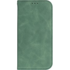 Etui cuir iPhone 13 - Flip Wallet vintage avec fermeture aimantée et compartiment cartes - Vert foncé