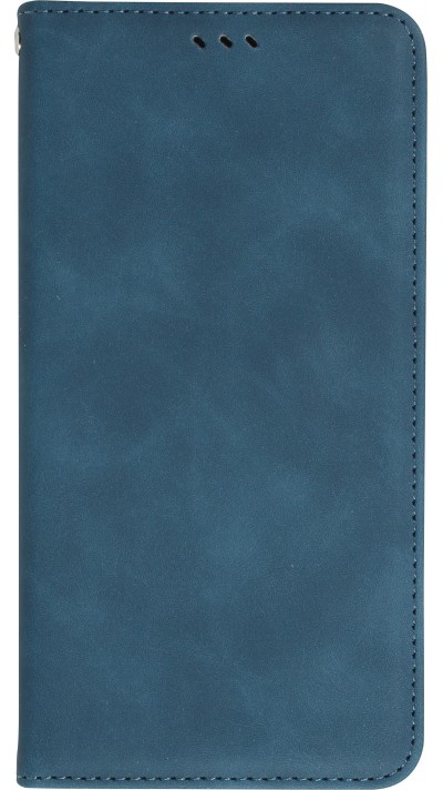 Etui cuir iPhone 13 Pro Max - Flip Wallet vintage avec fermeture aimantée et compartiment cartes - Bleu