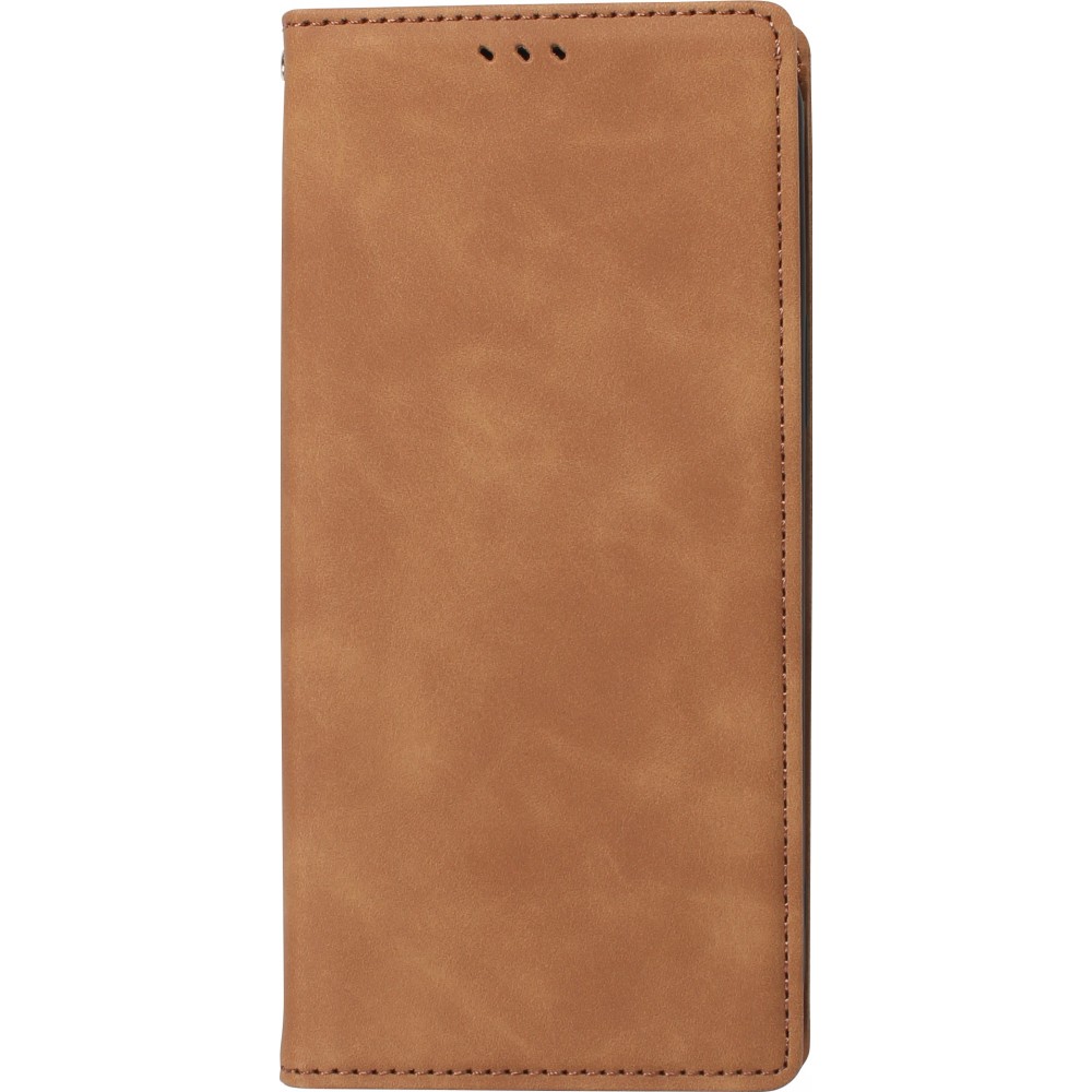 iPhone 16e Leder Tasche - Flip Wallet vintage mit Magnetverschluss und Kartenhalter - Braun