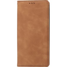 iPhone 16e Leder Tasche - Flip Wallet vintage mit Magnetverschluss und Kartenhalter - Braun