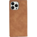 iPhone 16e Leder Tasche - Flip Wallet vintage mit Magnetverschluss und Kartenhalter - Braun