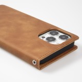 iPhone 16e Leder Tasche - Flip Wallet vintage mit Magnetverschluss und Kartenhalter - Braun