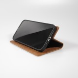 iPhone 16e Leder Tasche - Flip Wallet vintage mit Magnetverschluss und Kartenhalter - Braun