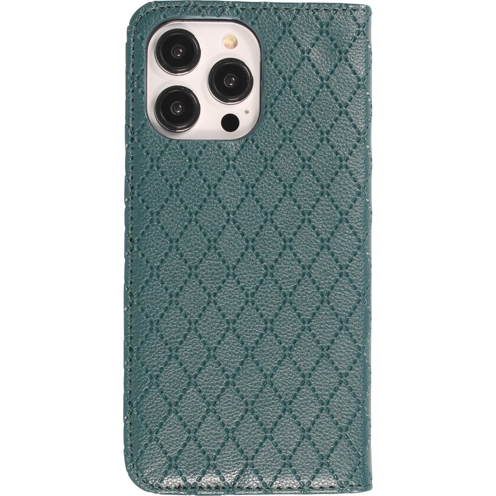 Etui cuir iPhone 14 Pro Max - Flip Wallet design prestige - Vert