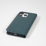 Etui cuir iPhone 14 Pro Max - Flip Wallet design prestige - Vert