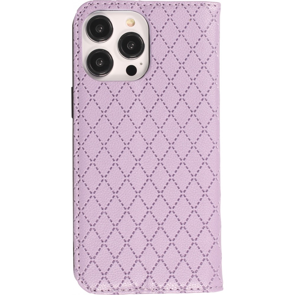 Etui cuir iPhone 14 Pro Max - Flip Wallet design prestige - Violet